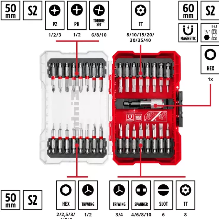 Outlet M-CASE 33-pc. Bit Set, 50 mm Further Tools Accessories