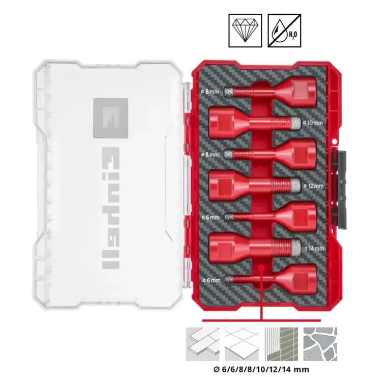 Outlet M-CASE 7-pc. Diamond Tile Drill Bit Set, M14, Ø 6–14 mm Angle Grinder / Polisher Accessories